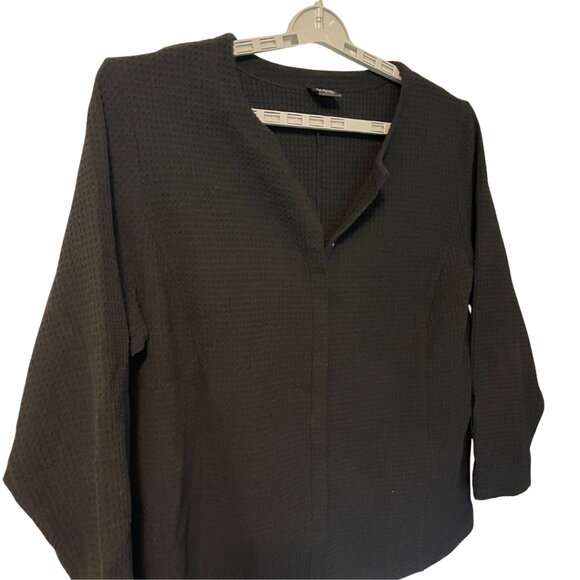 Eileen Fisher Woman Black Textured Snap Front Jacket Size 2X - Picture 2 of 7